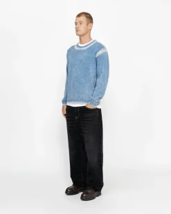 Knits>Stüssy FADED COTTON KNIT CREW Blue