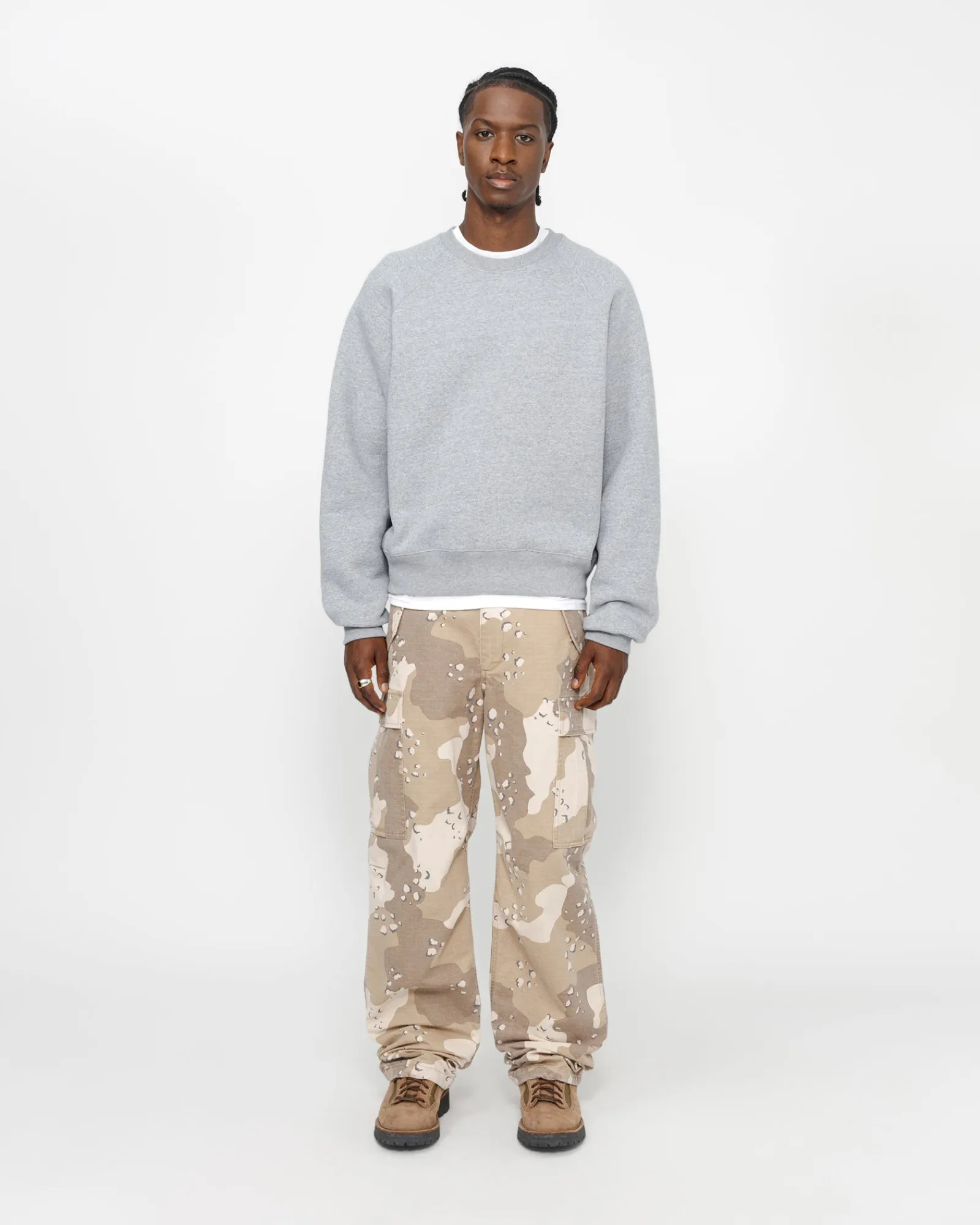 Crews>Stüssy FLEECE RAGLAN CREW Grey Heather