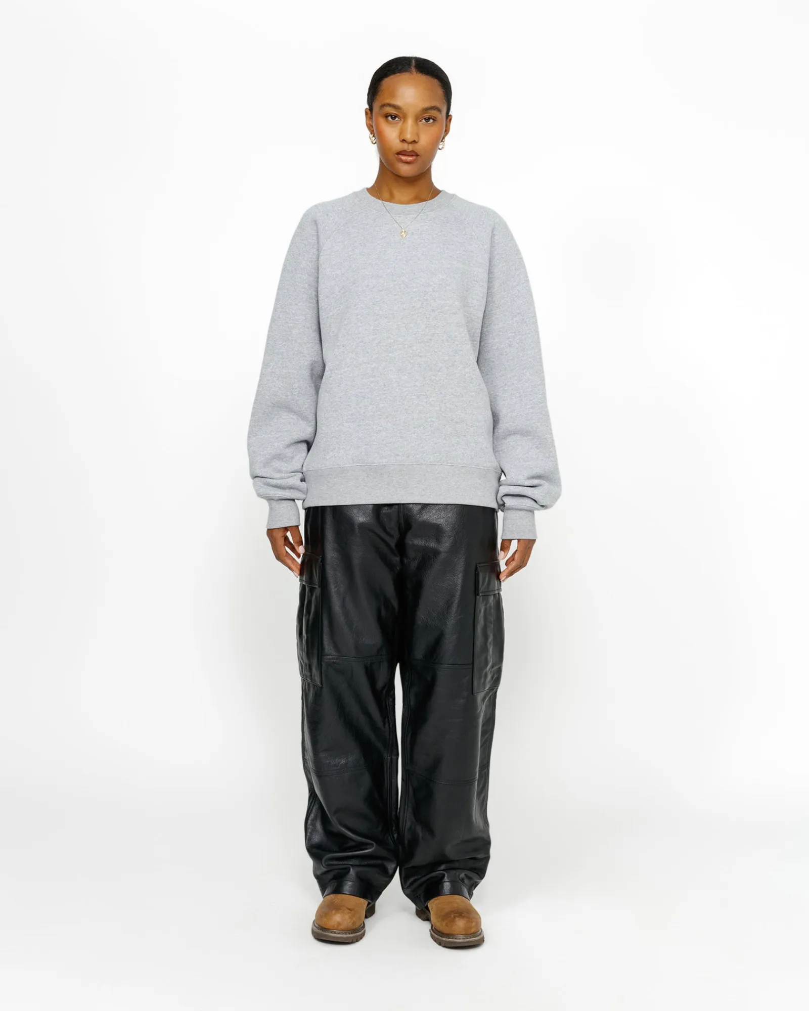 Crews>Stüssy FLEECE RAGLAN CREW Grey Heather