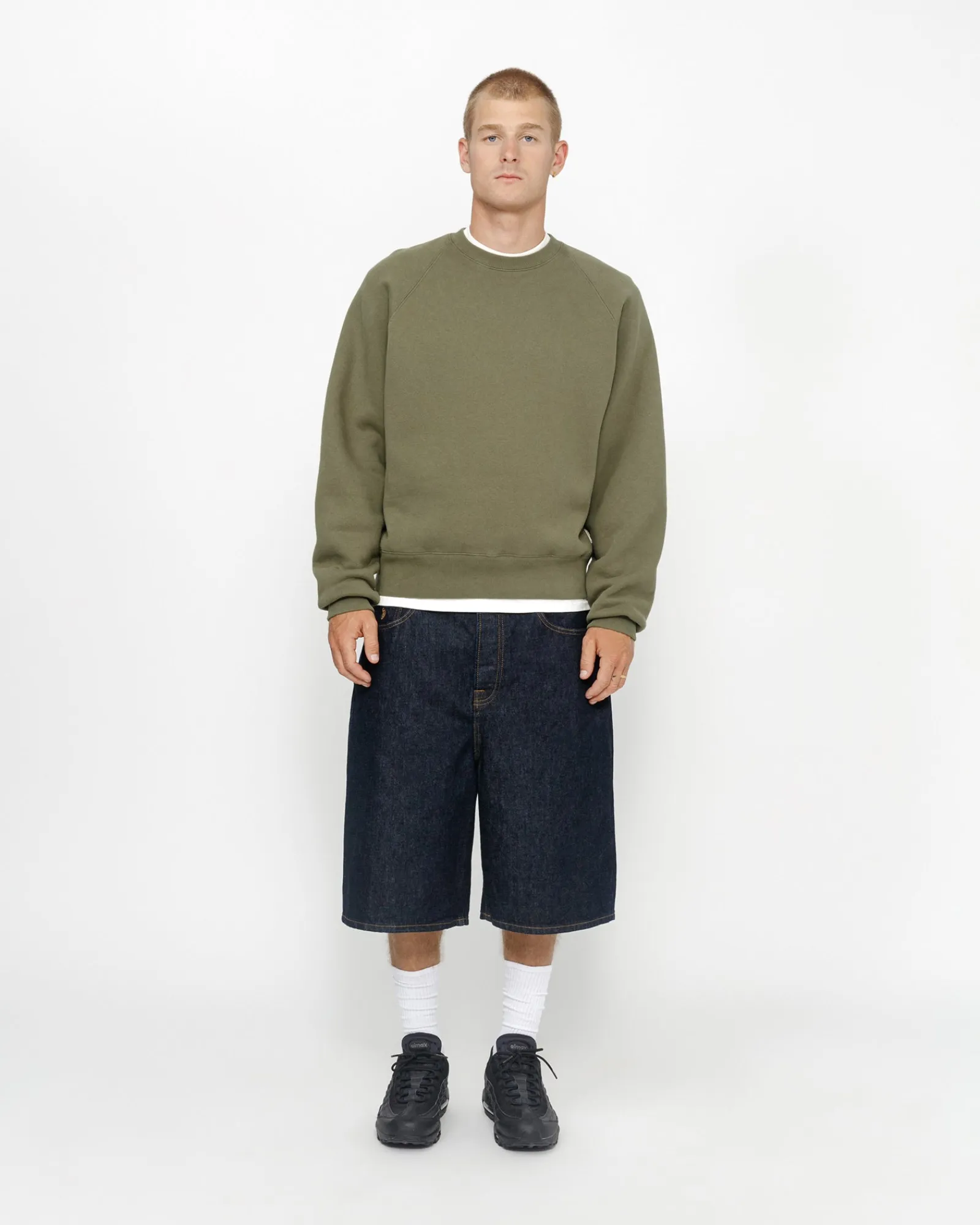 Crews>Stüssy FLEECE RAGLAN CREW Olive