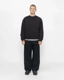 Crews>Stüssy FLEECE RAGLAN CREW Washed Black