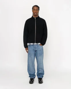 Knits>Stüssy FULL ZIP BRUSHED MERINO SWEATER Black