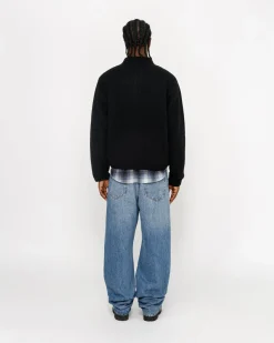 Knits>Stüssy FULL ZIP BRUSHED MERINO SWEATER Black