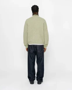Knits>Stüssy FULL ZIP BRUSHED MERINO SWEATER Sage