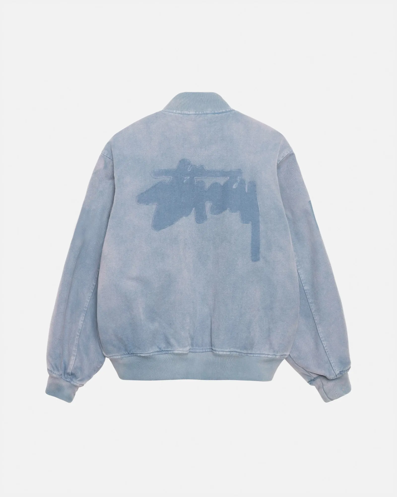 Outerwear>Stüssy GHOST LOGO CANVAS VARSITY JACKET Blue