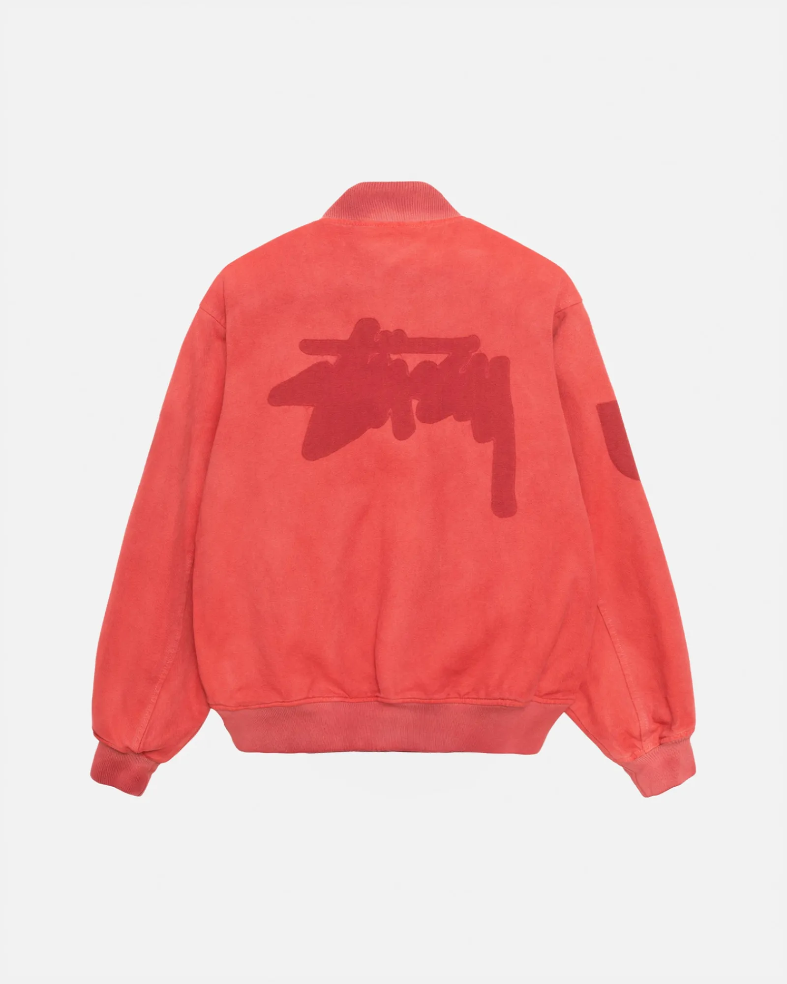 Outerwear>Stüssy GHOST LOGO CANVAS VARSITY JACKET Red