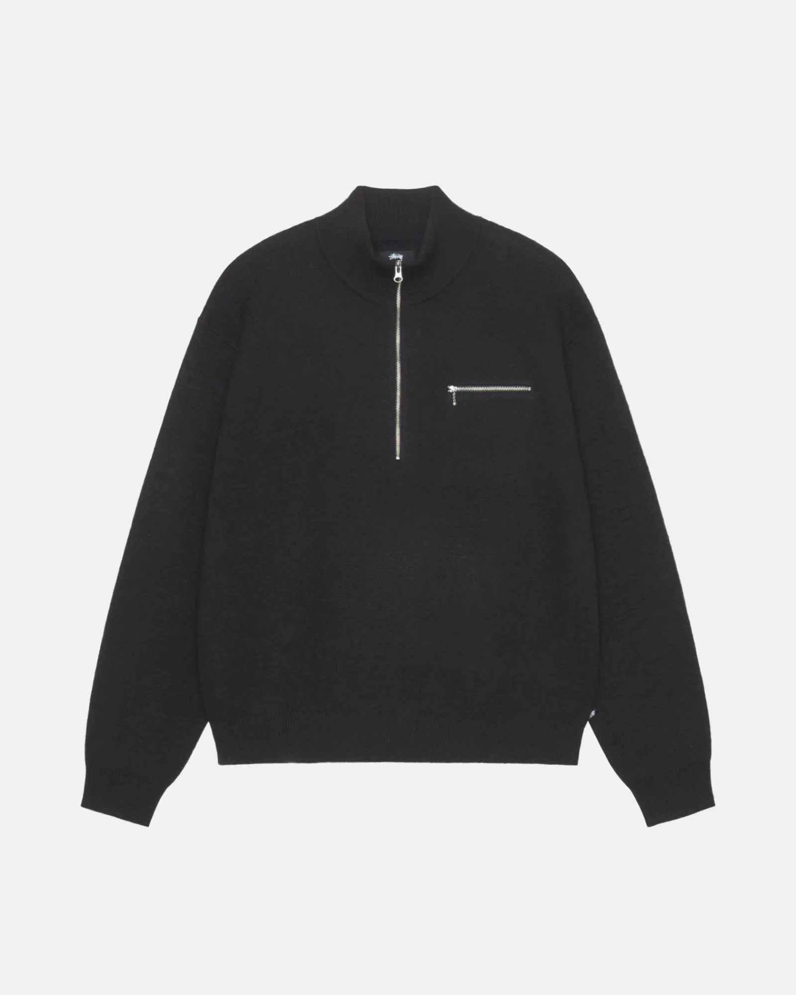 Knits>Stüssy HALF ZIP MOCK NECK SWEATER Black