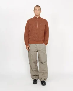 Knits>Stüssy HALF ZIP MOCK NECK SWEATER Clay