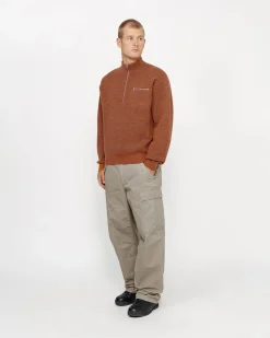 Knits>Stüssy HALF ZIP MOCK NECK SWEATER Clay