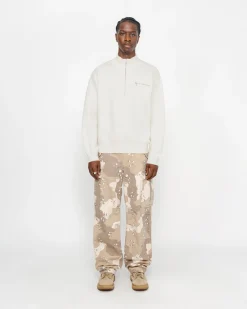 Knits>Stüssy HALF ZIP MOCK NECK SWEATER Ivory