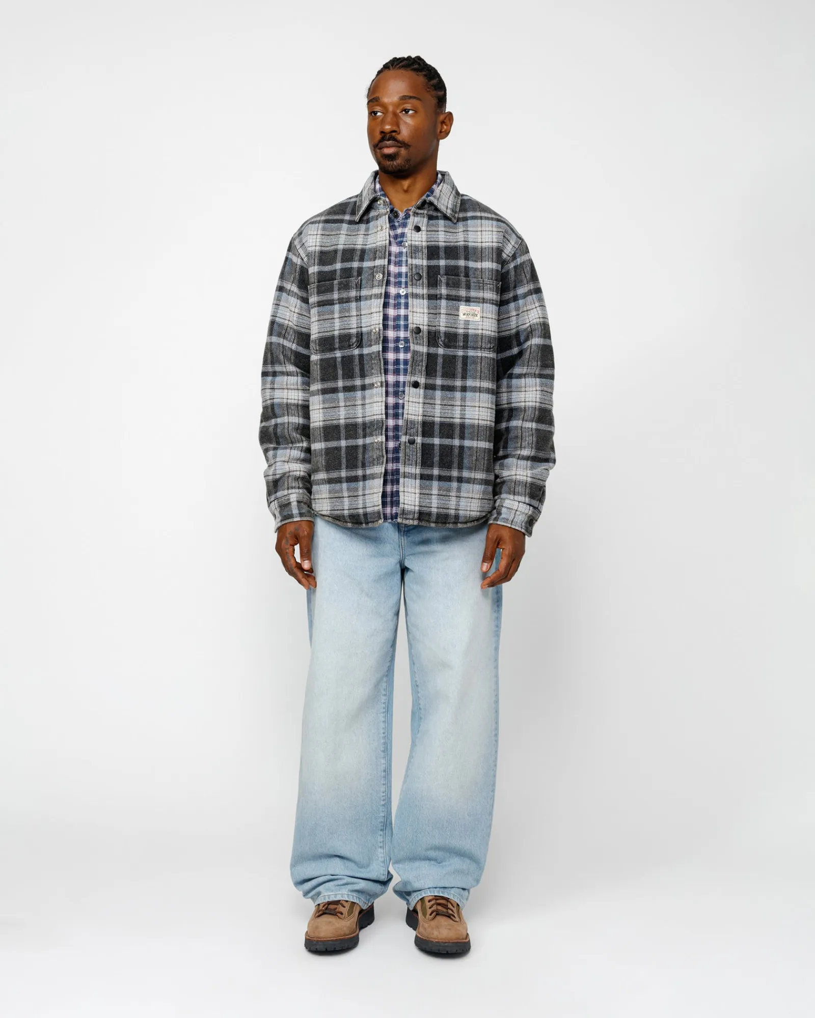 Shirts>Stüssy HEAVY WASHED PLAID SHIRT Blue
