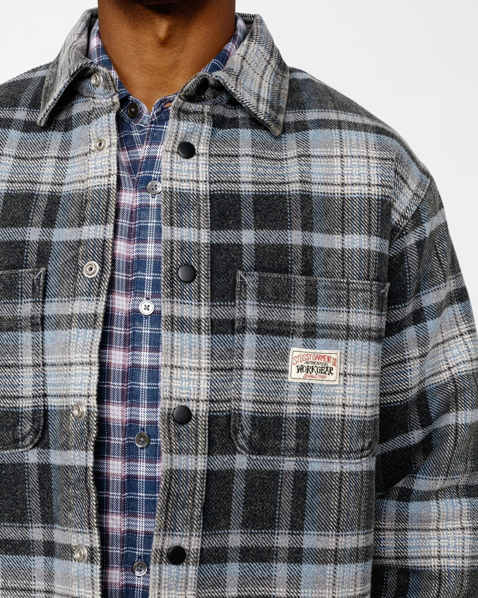 Shirts>Stüssy HEAVY WASHED PLAID SHIRT Blue
