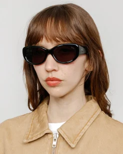 Accessories|Eyegear>Stüssy JUNE SUNGLASSES Black / Black Lens