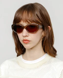 Accessories|Eyegear>Stüssy JUNE SUNGLASSES Brown Crystal / Brown Lens