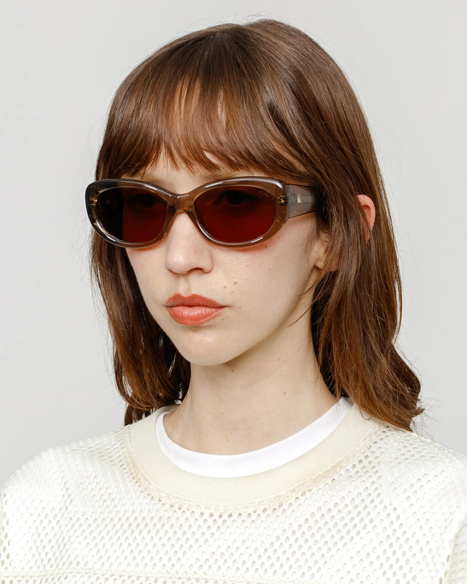 Accessories|Eyegear>Stüssy JUNE SUNGLASSES Brown Crystal / Brown Lens