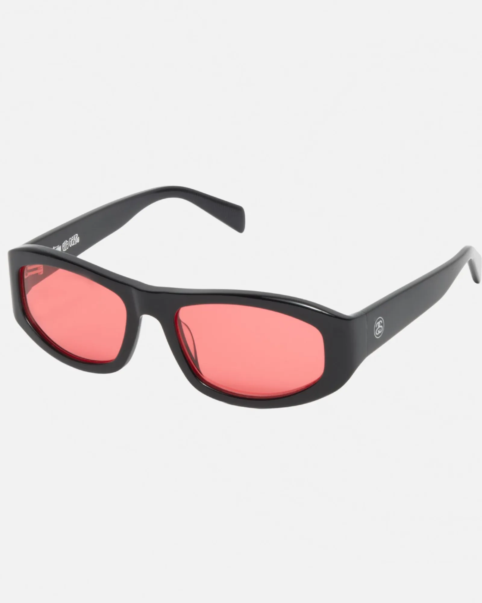 Accessories|Eyegear>Stüssy LANDON SUNGLASSES Black/Crimson Red Lens