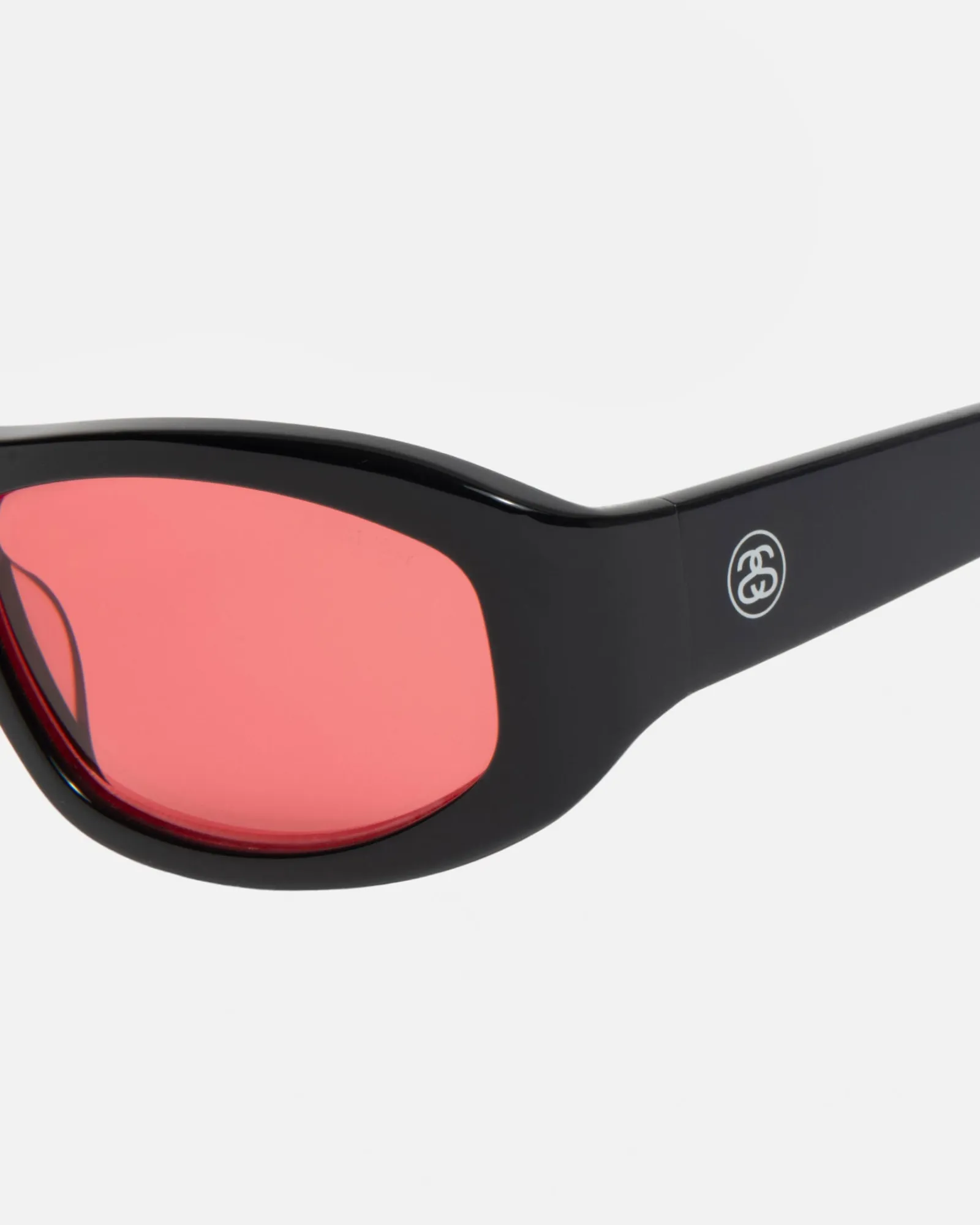 Accessories|Eyegear>Stüssy LANDON SUNGLASSES Black/Crimson Red Lens