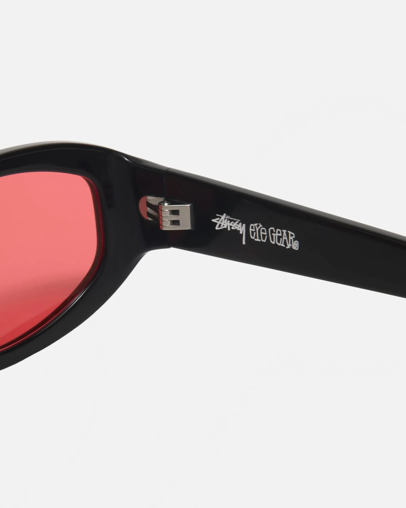 Accessories|Eyegear>Stüssy LANDON SUNGLASSES Black/Crimson Red Lens