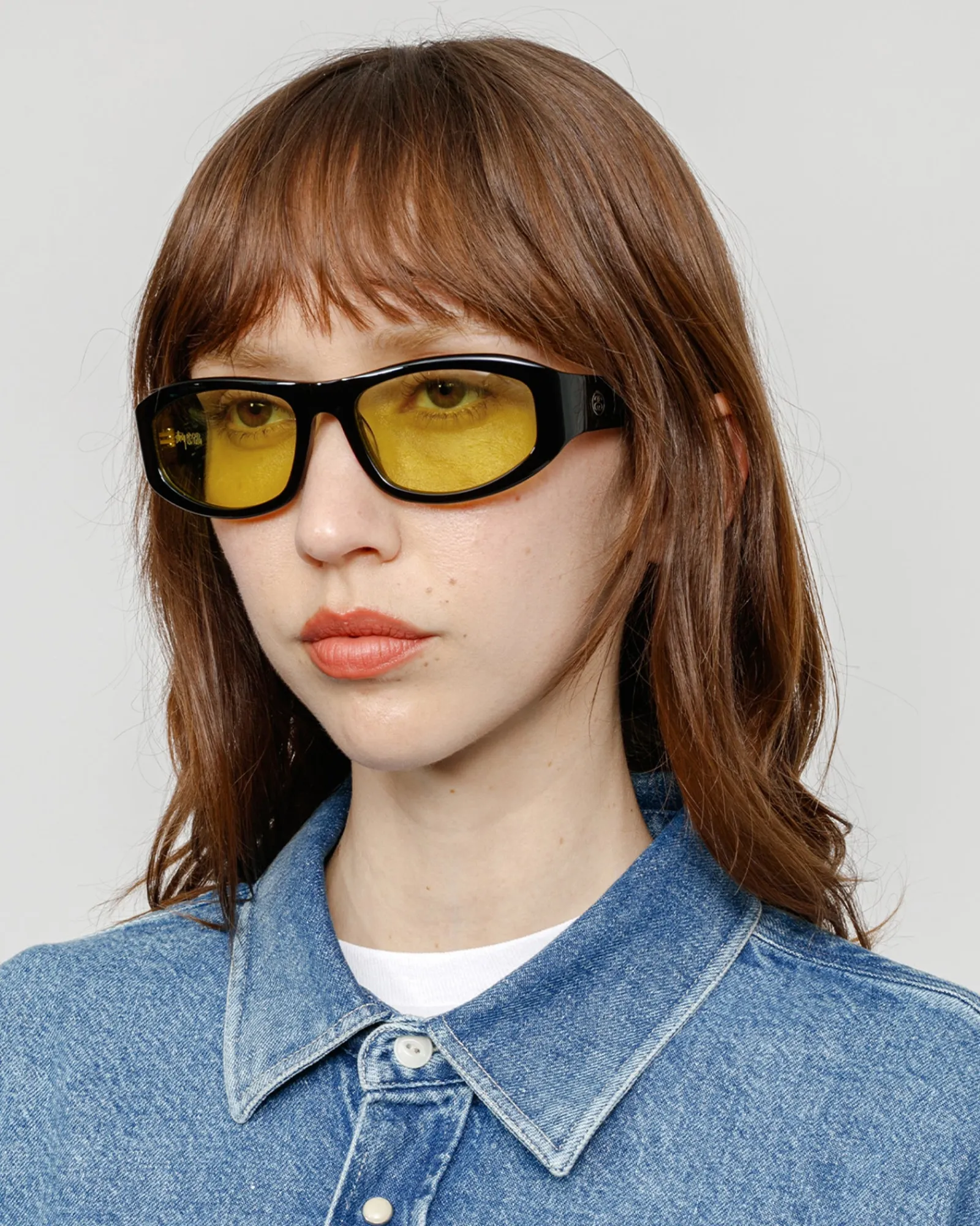 Accessories|Eyegear>Stüssy LANDON SUNGLASSES Black / Yellow Lens