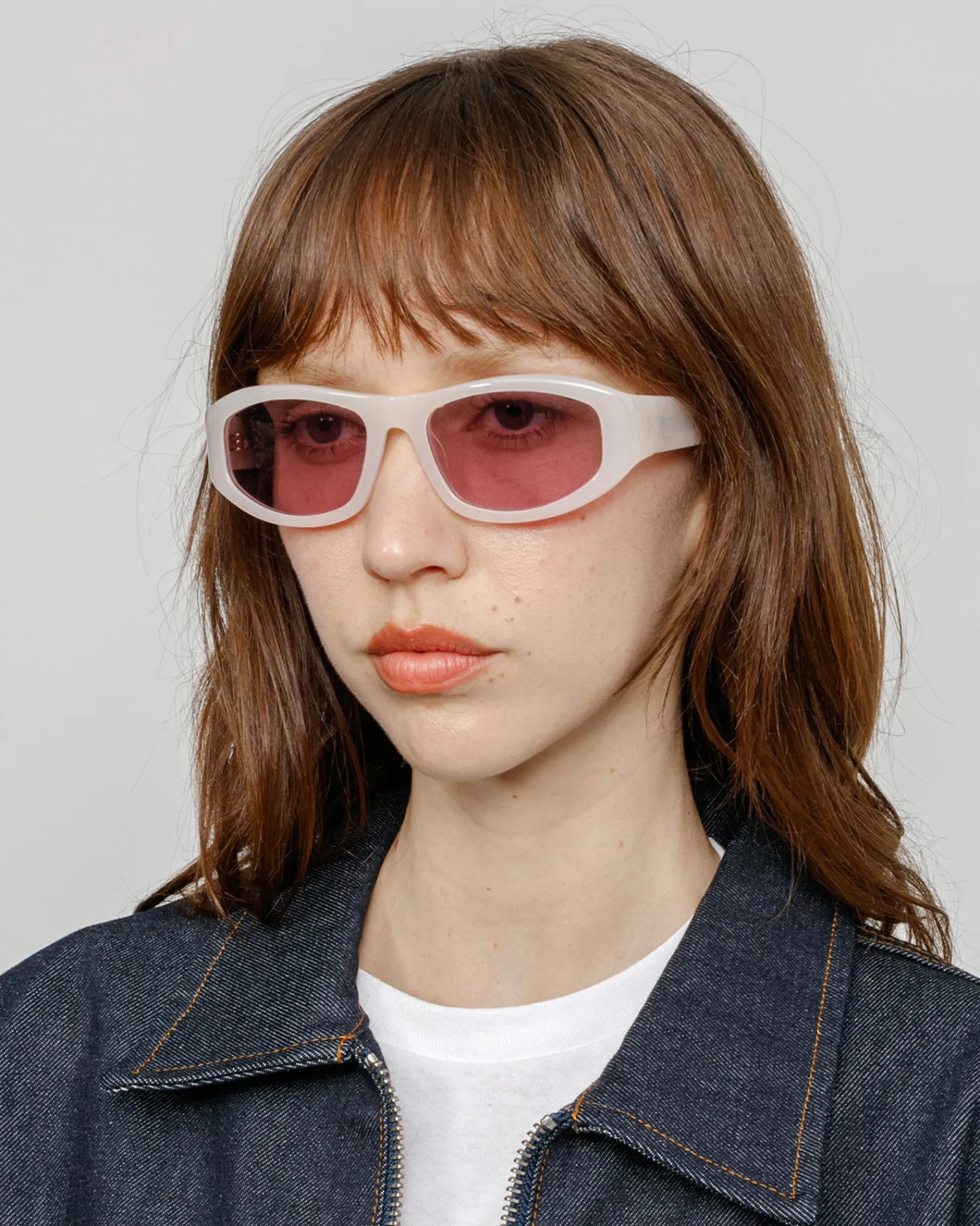 Accessories|Eyegear>Stüssy LANDON SUNGLASSES Cream / Pink Lens