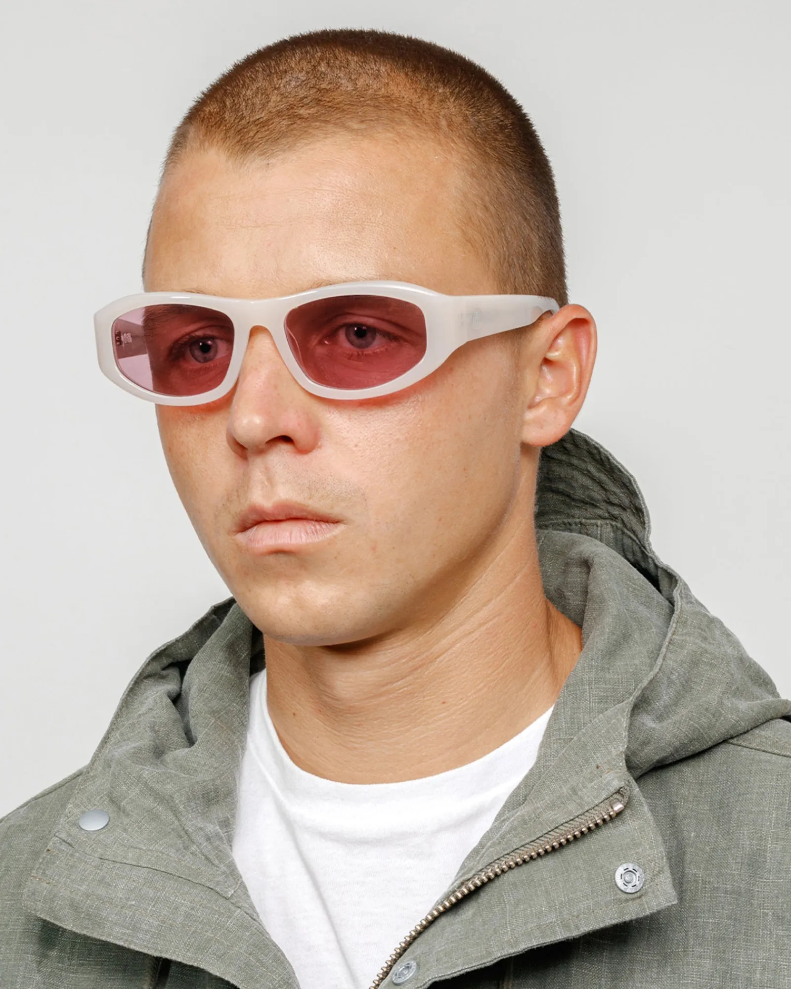Accessories|Eyegear>Stüssy LANDON SUNGLASSES Cream / Pink Lens