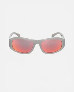 Accessories|Eyegear>Stüssy LANDON SUNGLASSES Grey / Silver Flare Lens