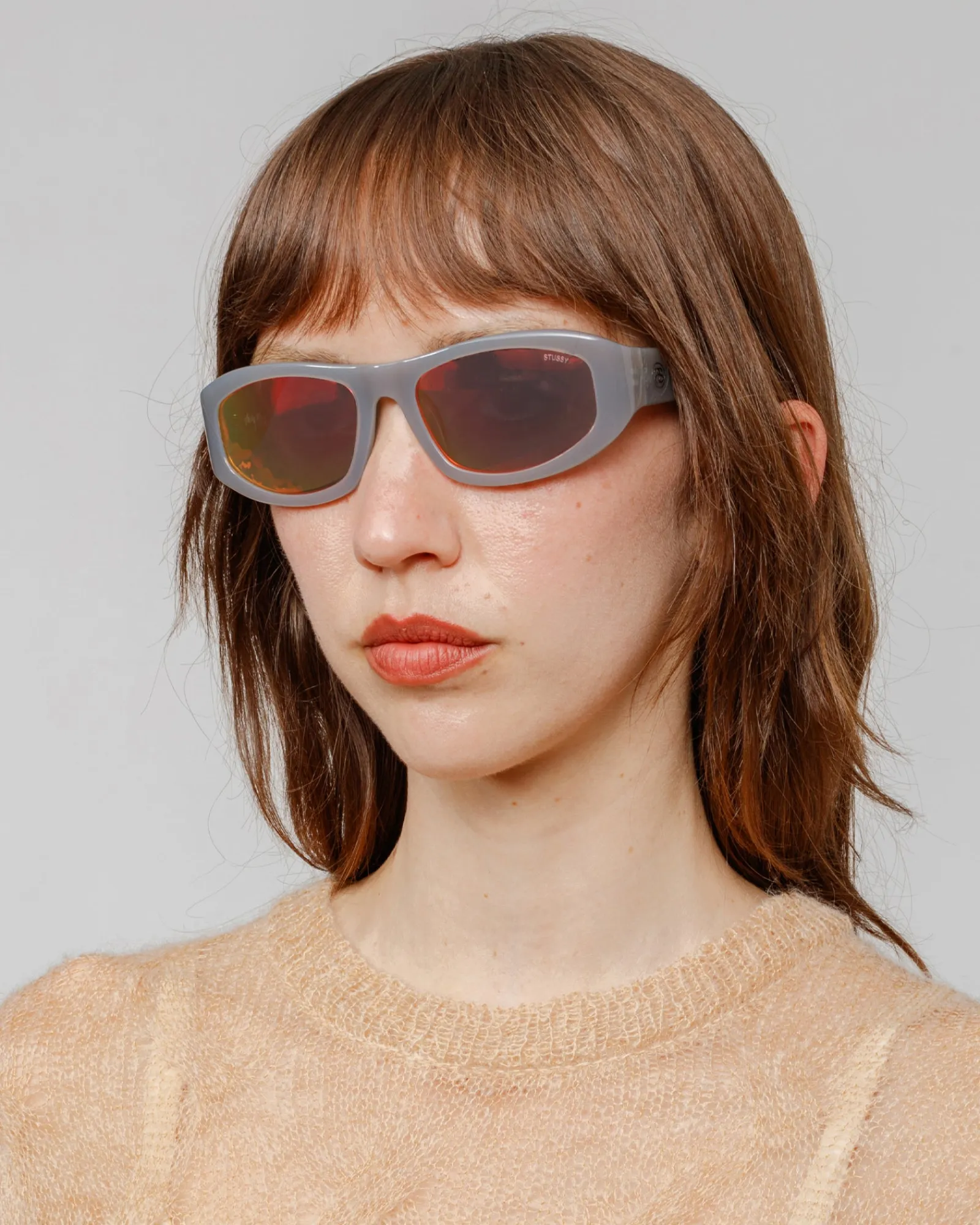 Accessories|Eyegear>Stüssy LANDON SUNGLASSES Grey / Silver Flare Lens