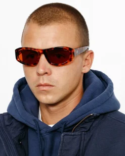 Accessories|Eyegear>Stüssy LANDON SUNGLASSES Garnet Tortoise/Berry Lens