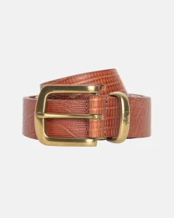 Accessories>Stüssy LIZARD TEXTURE UNDERLAY BELT Cognac
