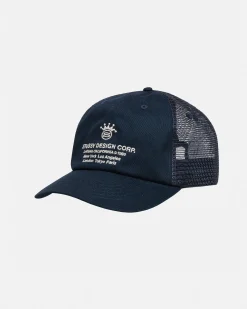 Headwear>Stüssy LOW PROFILE DESIGN CORP TRUCKER SNAPBACK Navy