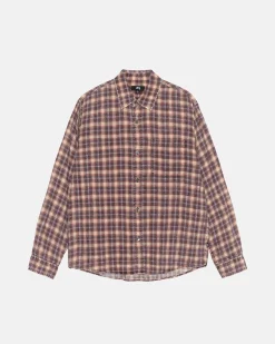 Shirts>Stüssy MATTHEW SHIRT PRINTED PLAID Brick
