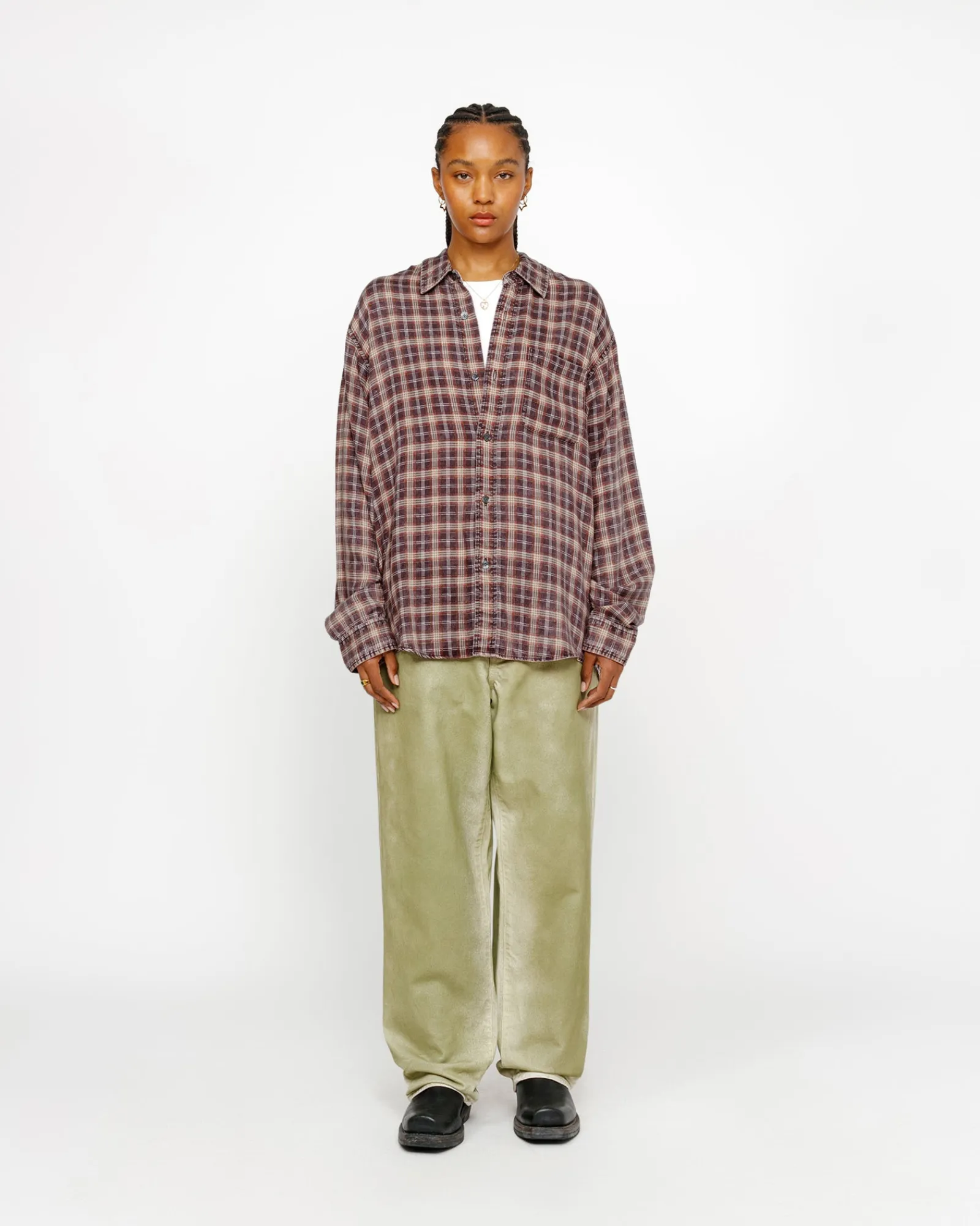 Shirts>Stüssy MATTHEW SHIRT PRINTED PLAID Brick