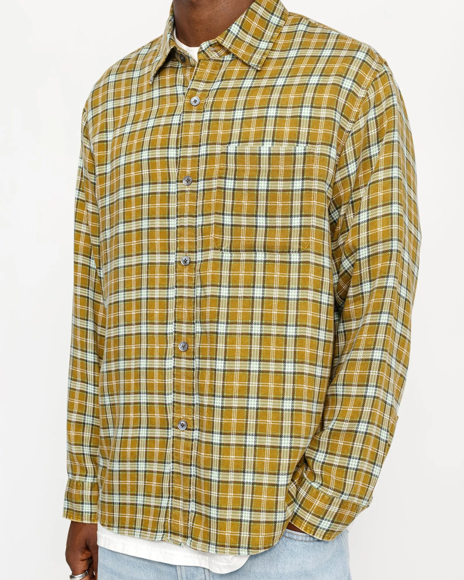 Shirts>Stüssy MATTHEW SHIRT PRINTED PLAID Gold