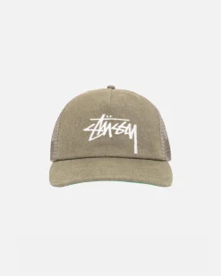 Headwear>Stüssy MID DEPTH BIG STOCK MESH SNAPBACK Army Green