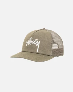 Headwear>Stüssy MID DEPTH BIG STOCK MESH SNAPBACK Army Green