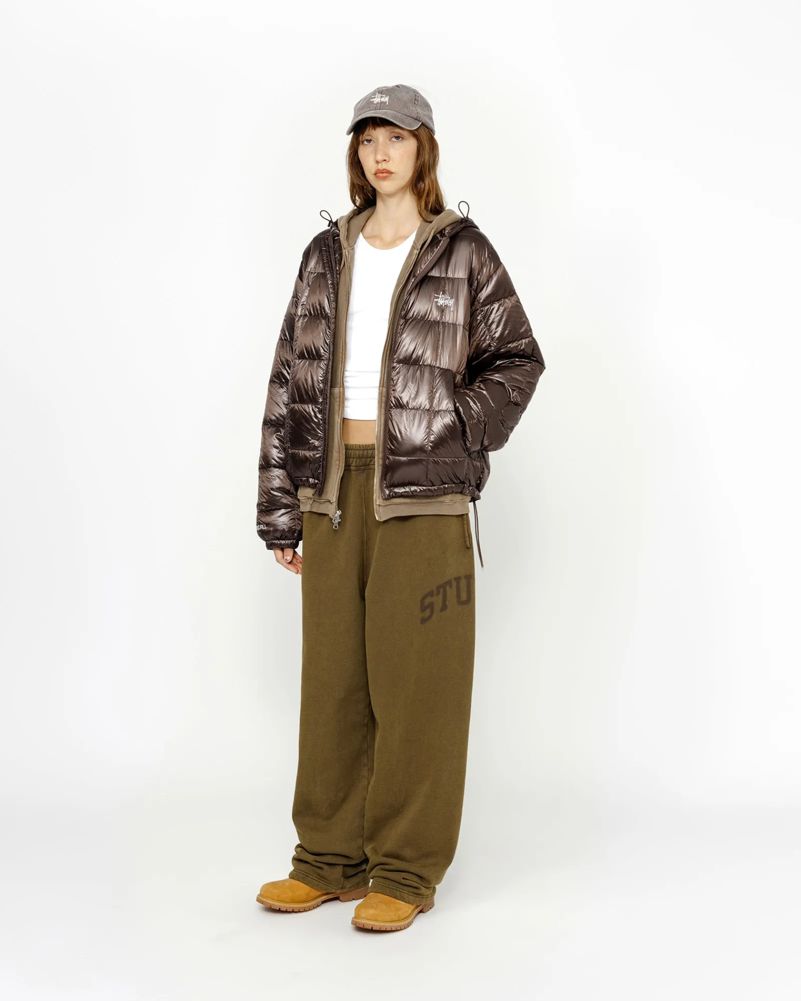 Outerwear>Stüssy MIDWEIGHT HOODED PUFFER Brown