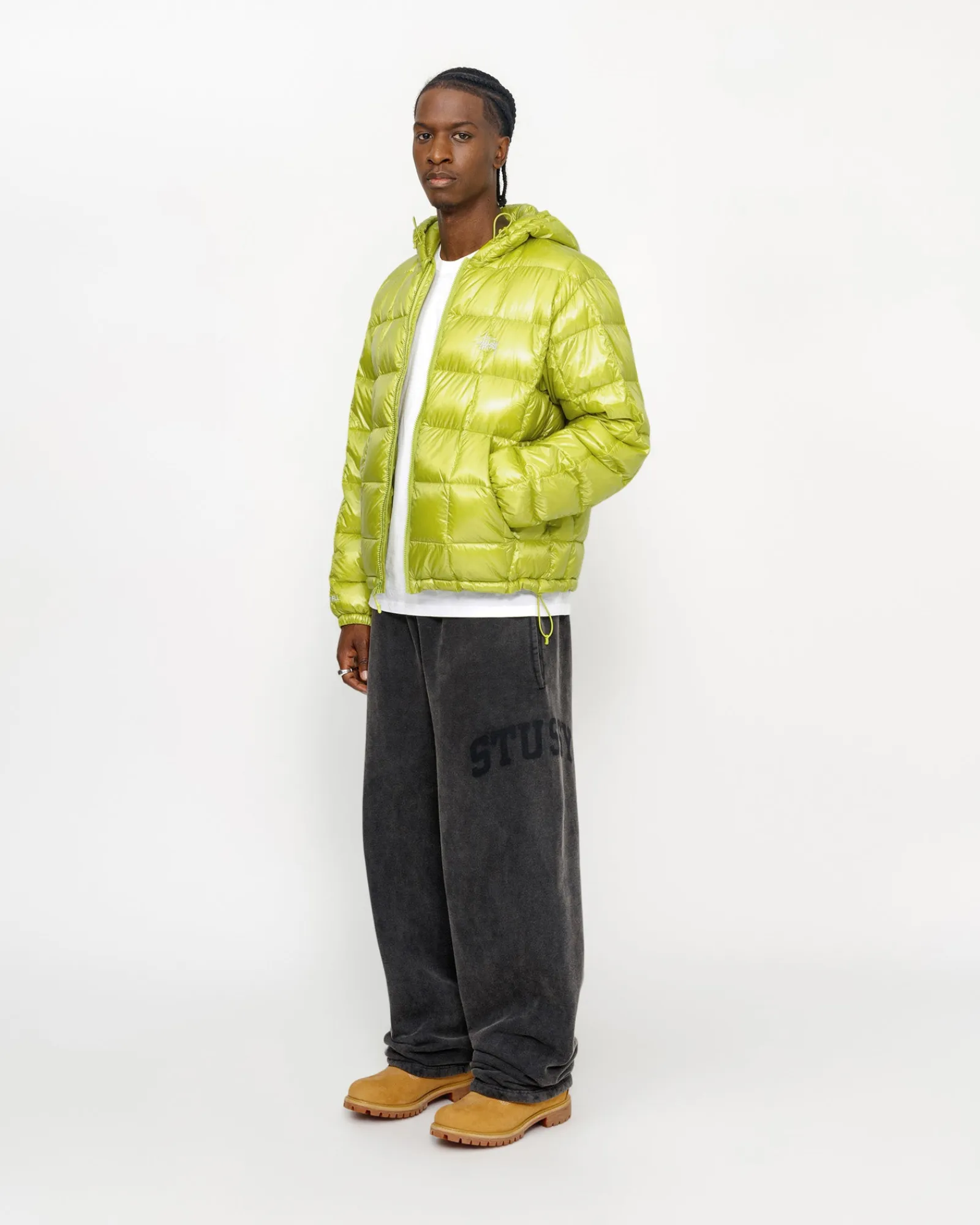 Outerwear>Stüssy MIDWEIGHT HOODED PUFFER Lime