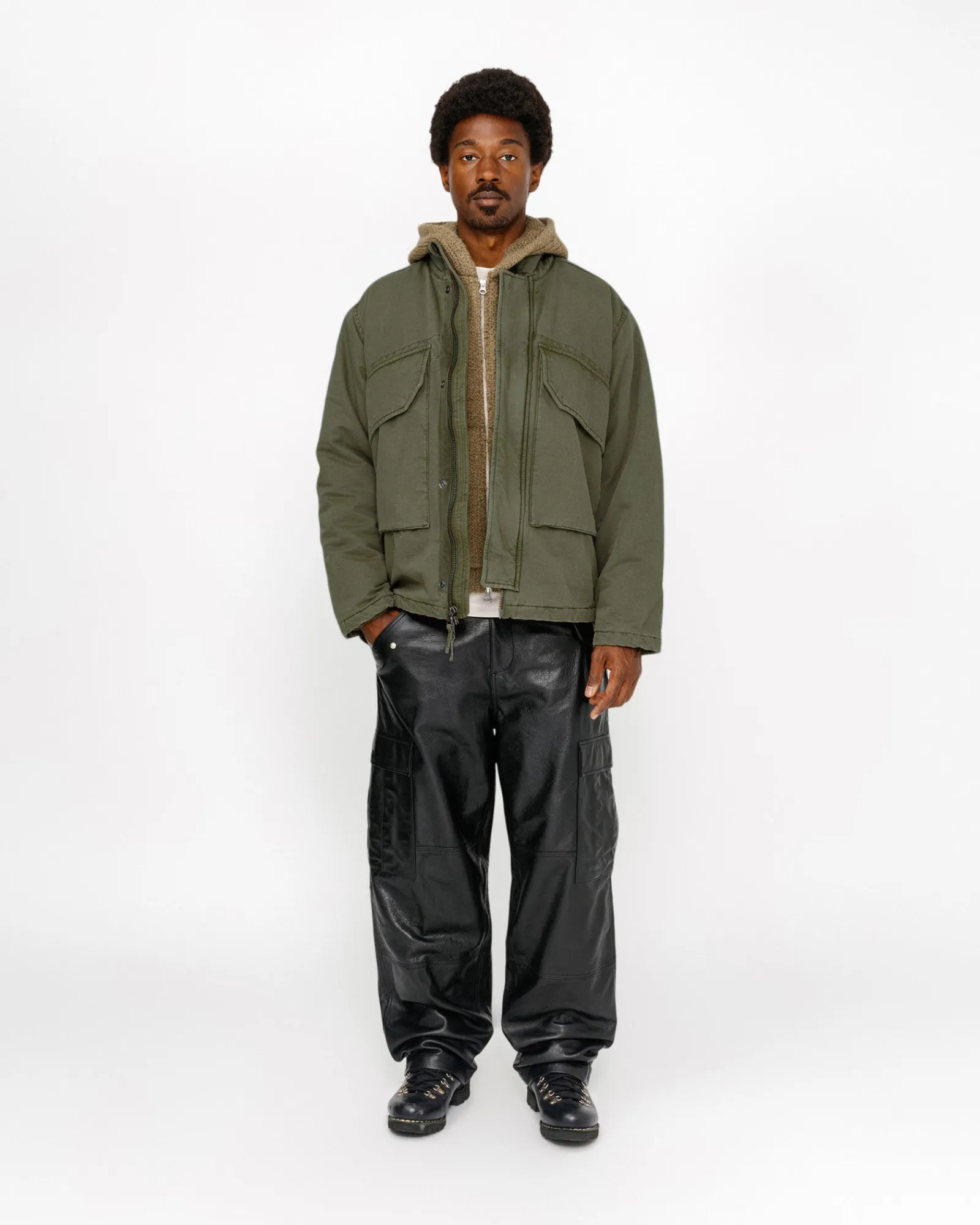 Pants>Stüssy MILITARY CARGO LEATHER PANT Black
