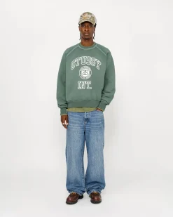 Crews>Stüssy OVERLOCK VARSITY RAGLAN CREW Pine