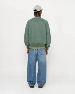 Crews>Stüssy OVERLOCK VARSITY RAGLAN CREW Pine