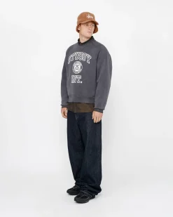 Crews>Stüssy OVERLOCK VARSITY RAGLAN CREW Washed Black