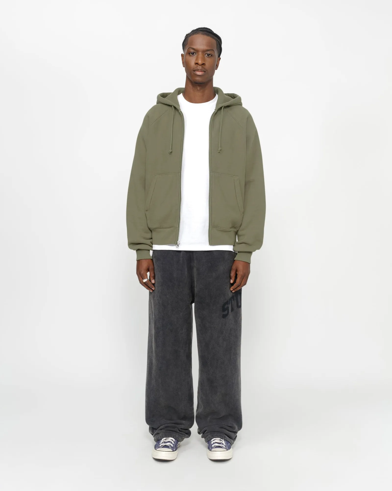 Hoodies>Stüssy RAGLAN ZIP HOODIE Olive