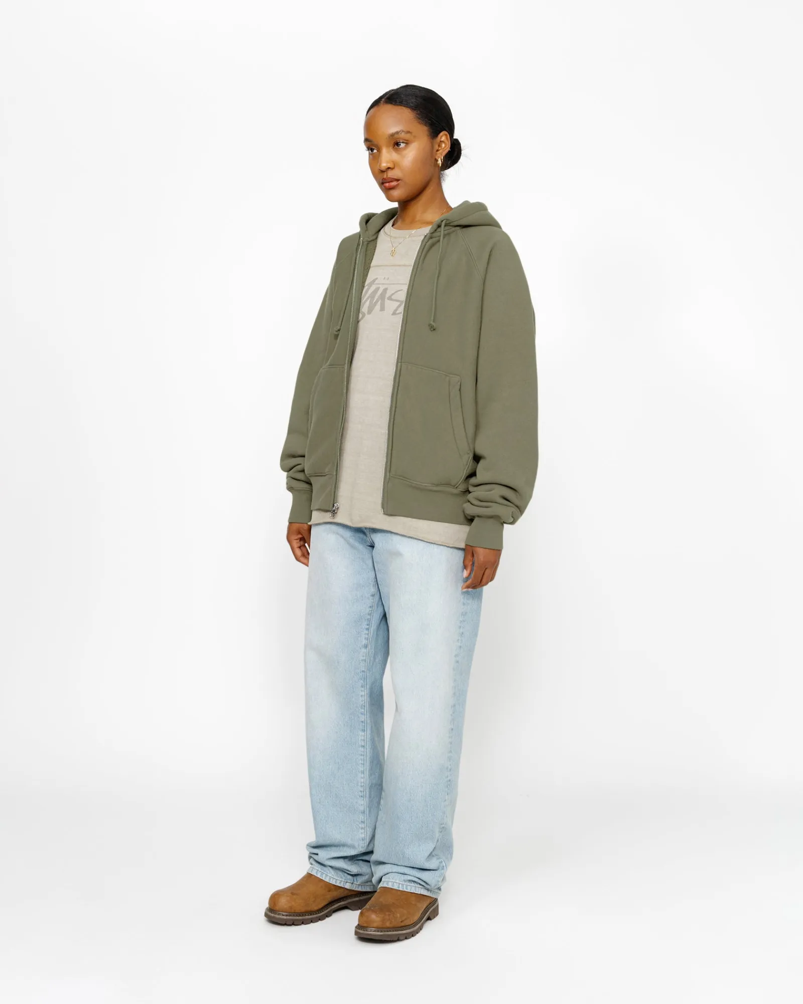Hoodies>Stüssy RAGLAN ZIP HOODIE Olive