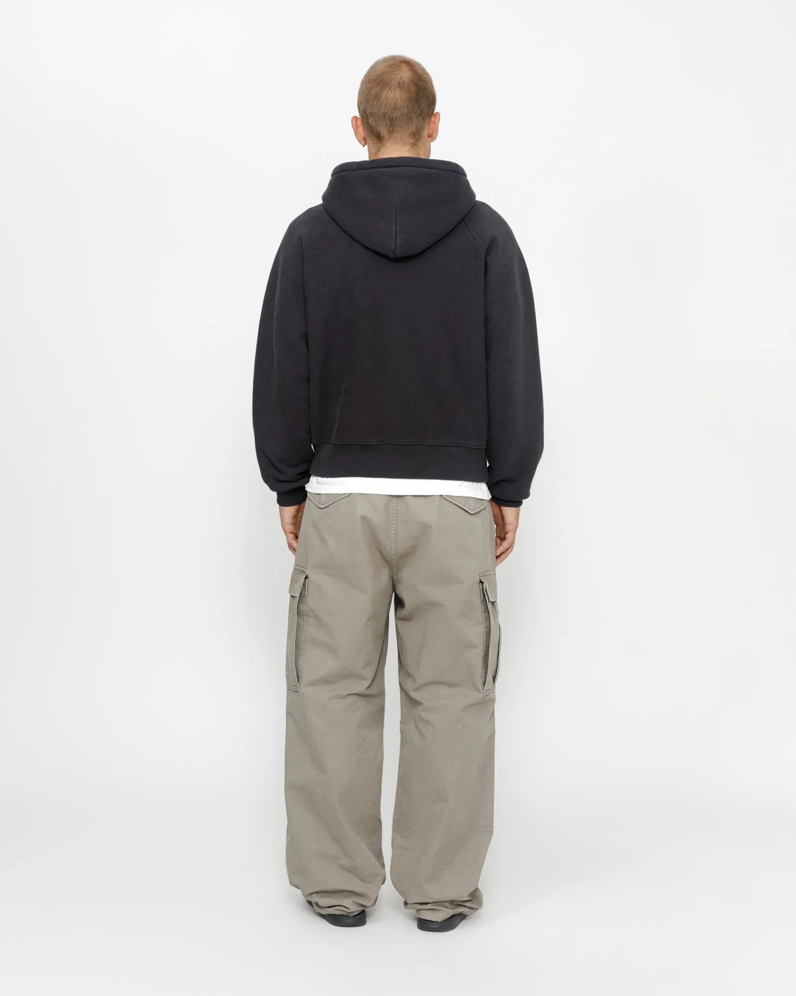 Hoodies>Stüssy RAGLAN ZIP HOODIE Washed Black