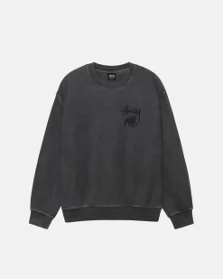 Crews>Stüssy RASTA LION CREW PIGMENT DYED Black