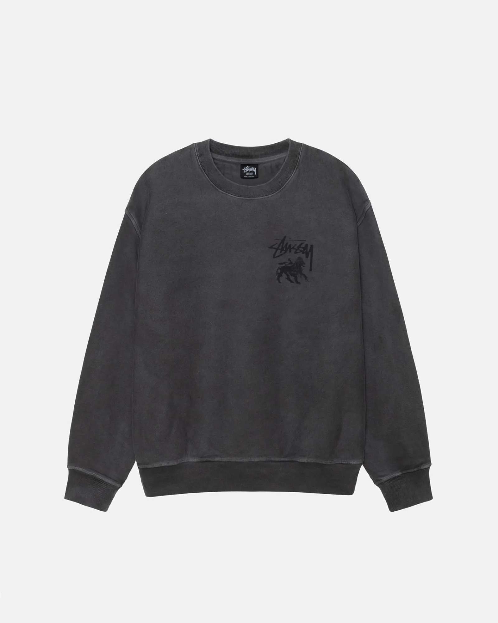 Crews>Stüssy RASTA LION CREW PIGMENT DYED Black