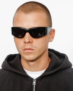Accessories|Eyegear>Stüssy RENE SUNGLASSES Black / Black Lens