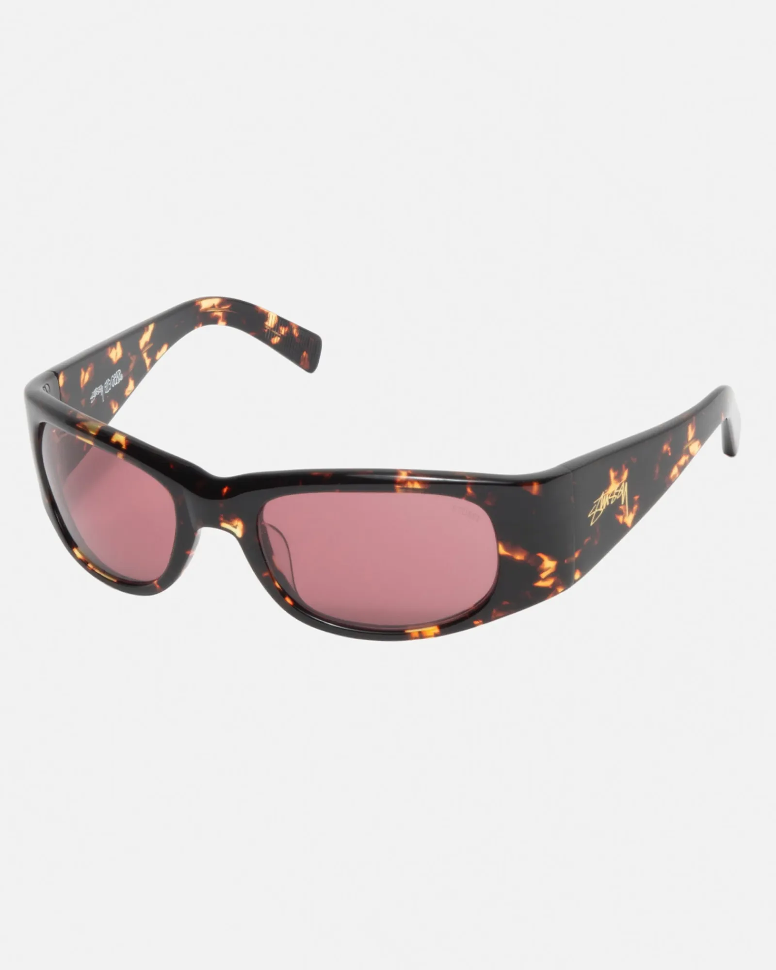 Accessories|Eyegear>Stüssy RENE SUNGLASSES Tortoise/Pink Lens