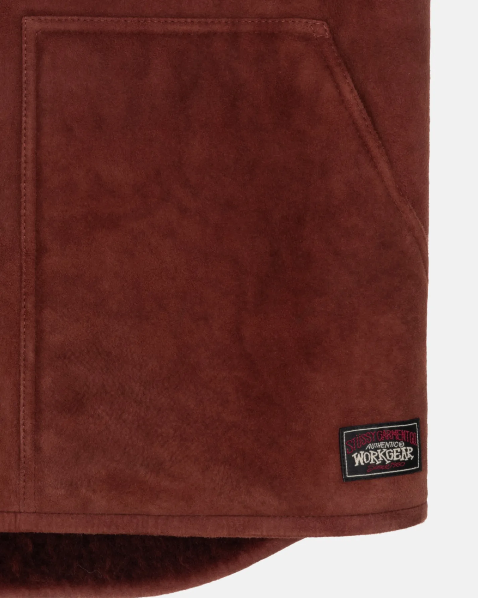 Outerwear>Stüssy REVERSIBLE SHEARLING WORKGEAR VEST Burgundy