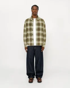 Shirts>Stüssy ROCCO FLANNEL PLAID SHIRT Green